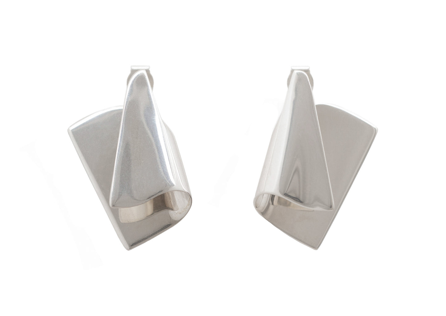 Folded Cuff Earrings, White Gold & Platinum