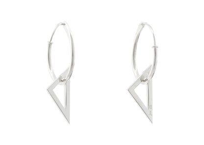 E32 Open Triangle Hoop Earrings, Sterling Silver