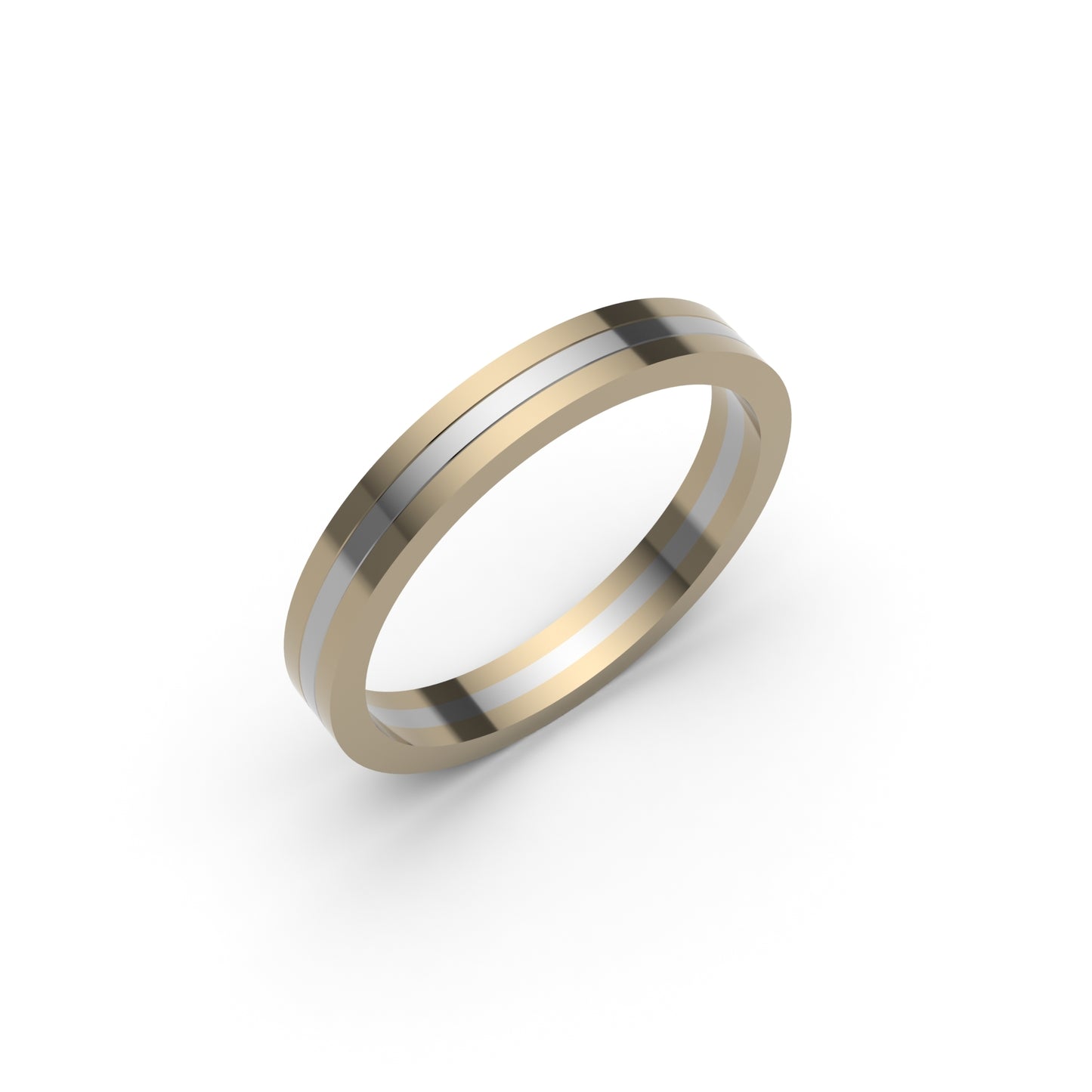 Classic Flat Wedding Band, Bi-Tone Gold.