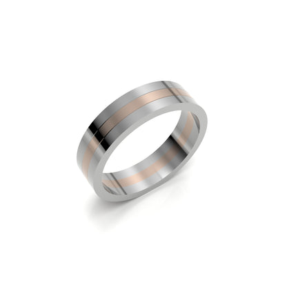 Classic Flat Wedding Band, Bi-Tone Gold.