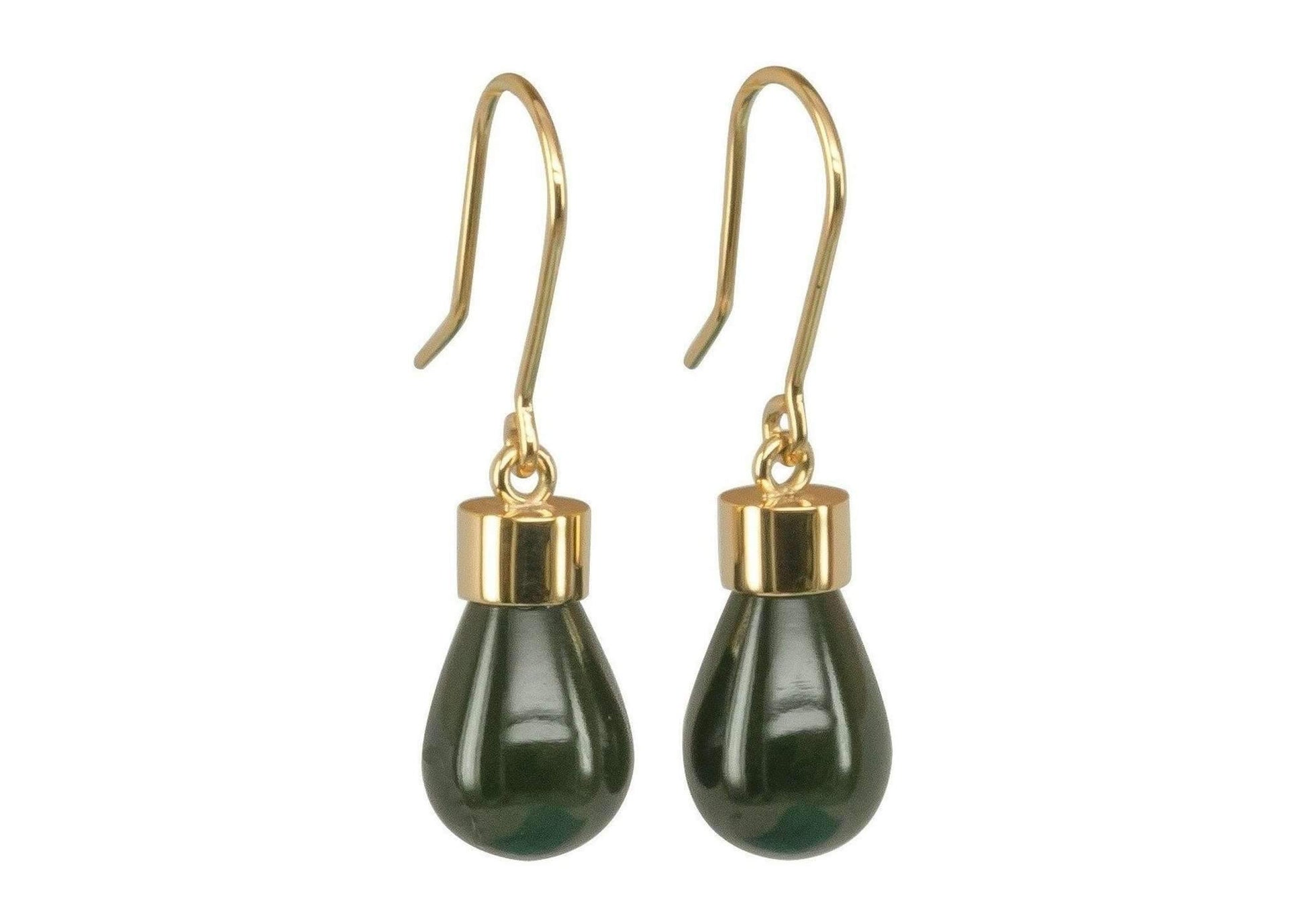 New Zealand Greenstone 'Pounamu' Earrings, Yellow Gold   - Jens Hansen - 1