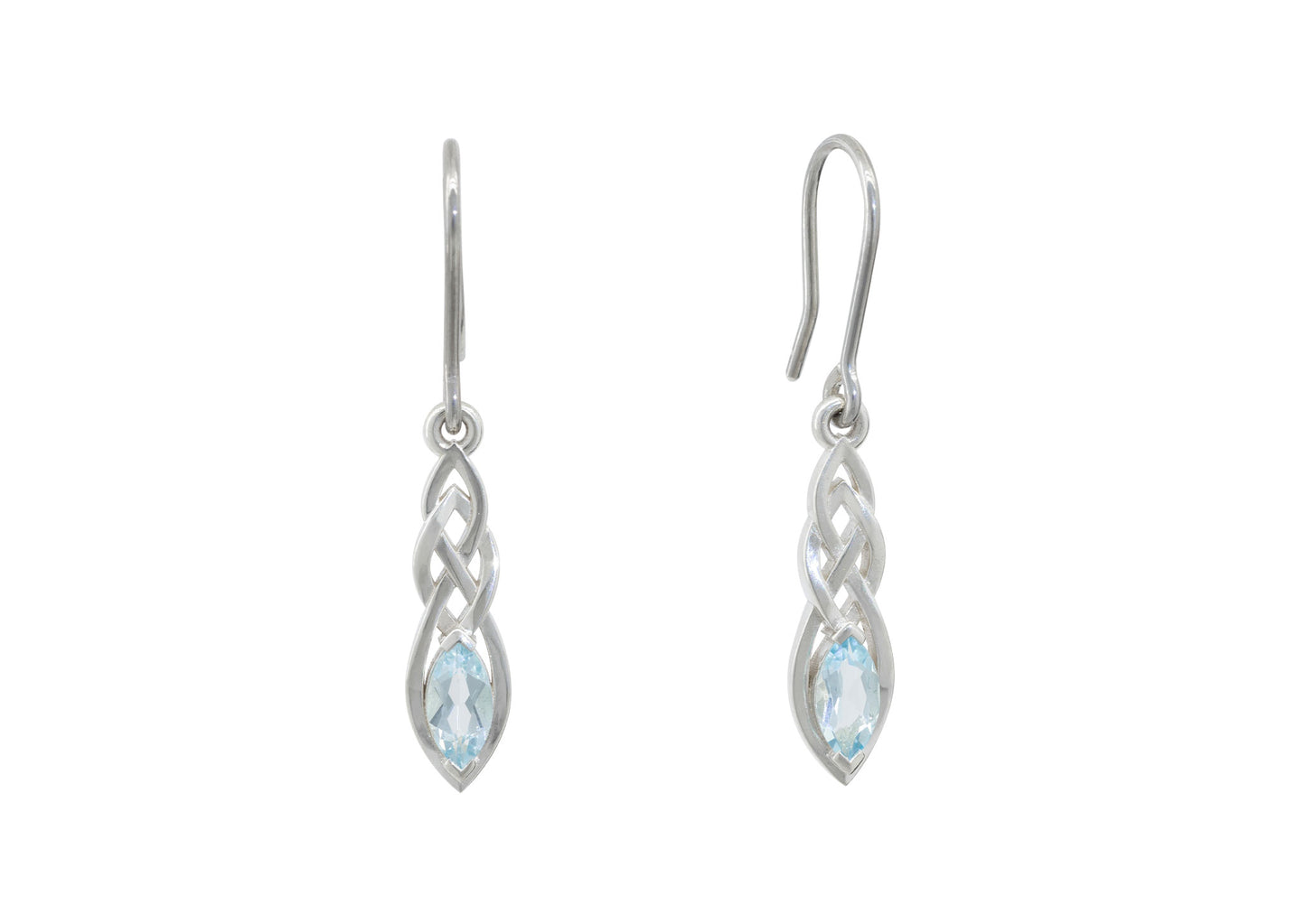 Marquise Gemstone Elvish Woodland Earrings, White Gold & Platinum