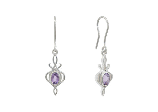 Oval Gemstone Elvish Vale Earrings, White Gold & Platinum