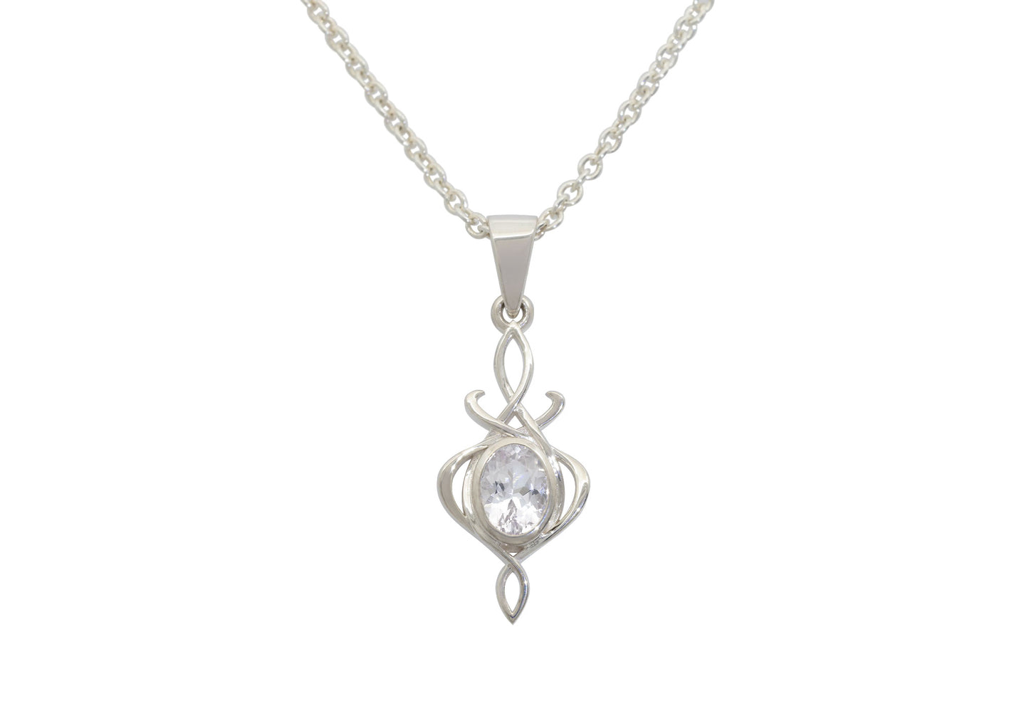 Oval Gemstone Elvish Vale Pendant, White Gold & Platinum