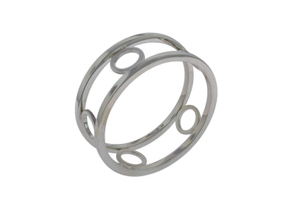 Double Rail & Circles Bangle, Sterling Silver