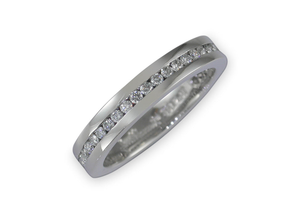 Channel set Diamond Wedding Band, Platinum