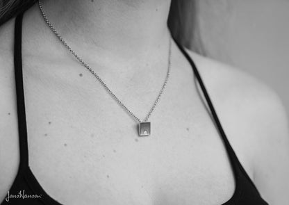 Square Love Stories Diamond Pendant, White Gold & Platinum