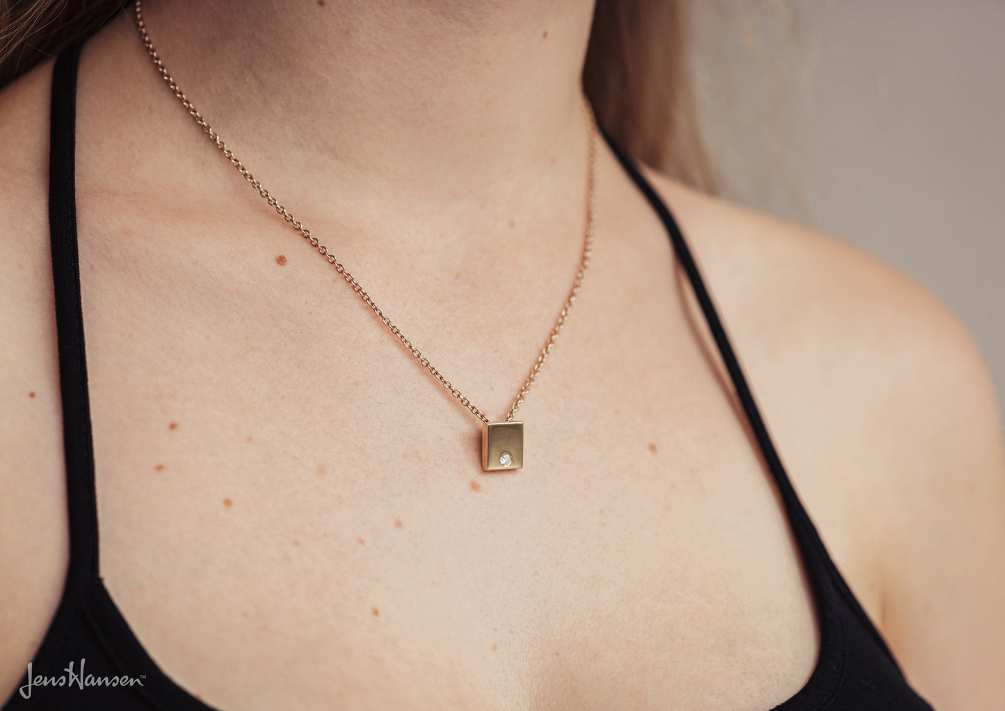 Square Love Stories Diamond Pendant, Yellow Gold