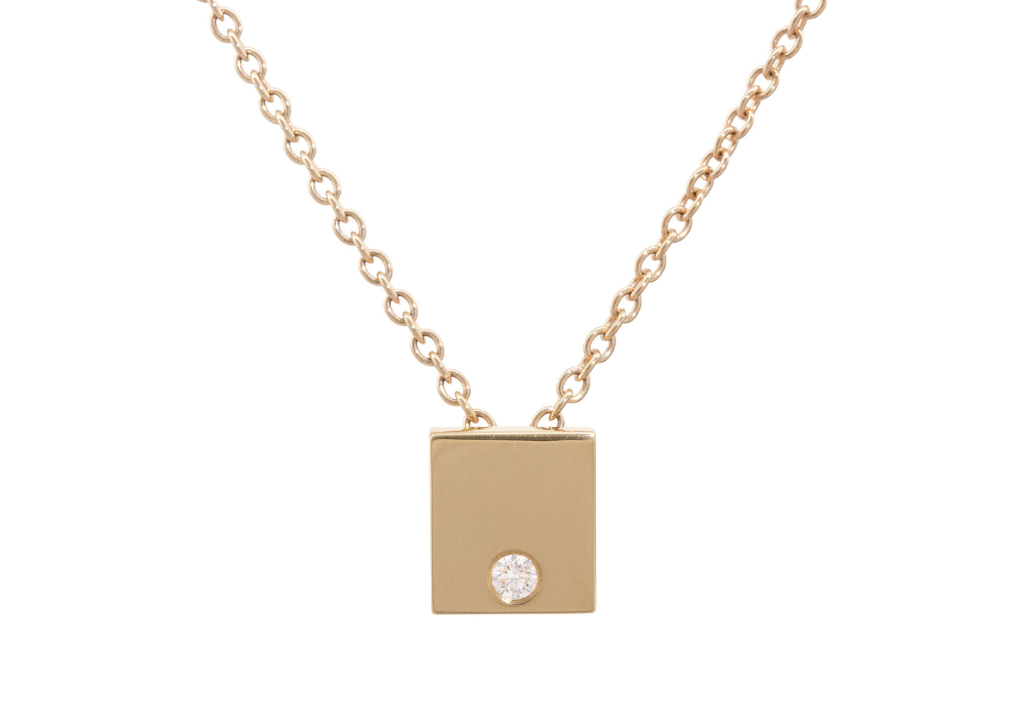 Square Love Stories Diamond Pendant, Yellow Gold