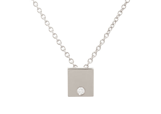 Square Love Stories Diamond Pendant, White Gold & Platinum