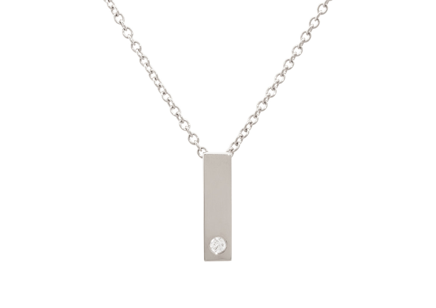 Rectangle Love Stories Diamond Pendant, White Gold & Platinum