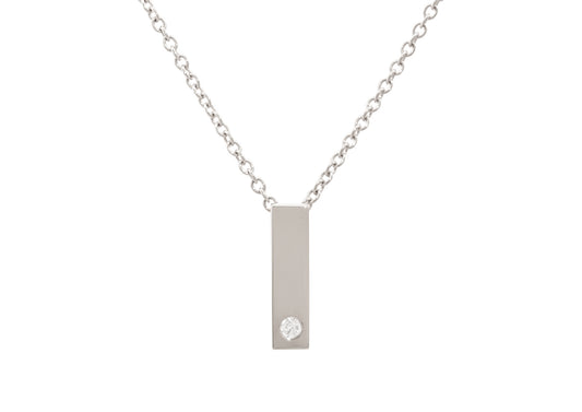 Rectangle Love Stories Diamond Pendant, White Gold & Platinum