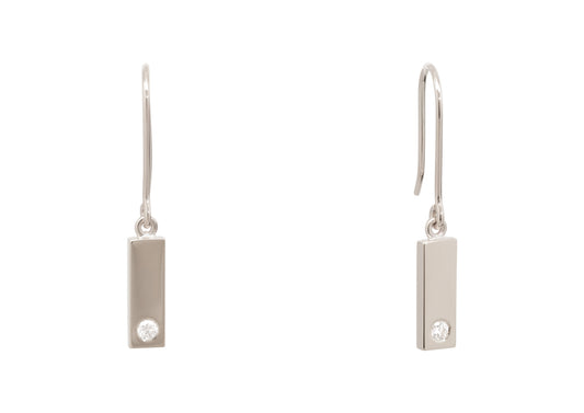 Rectangle Love Stories Diamond Earrings, White Gold & Platinum