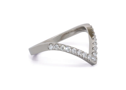 Custom Diamond Wishbone Style Wedding Band, Platinum