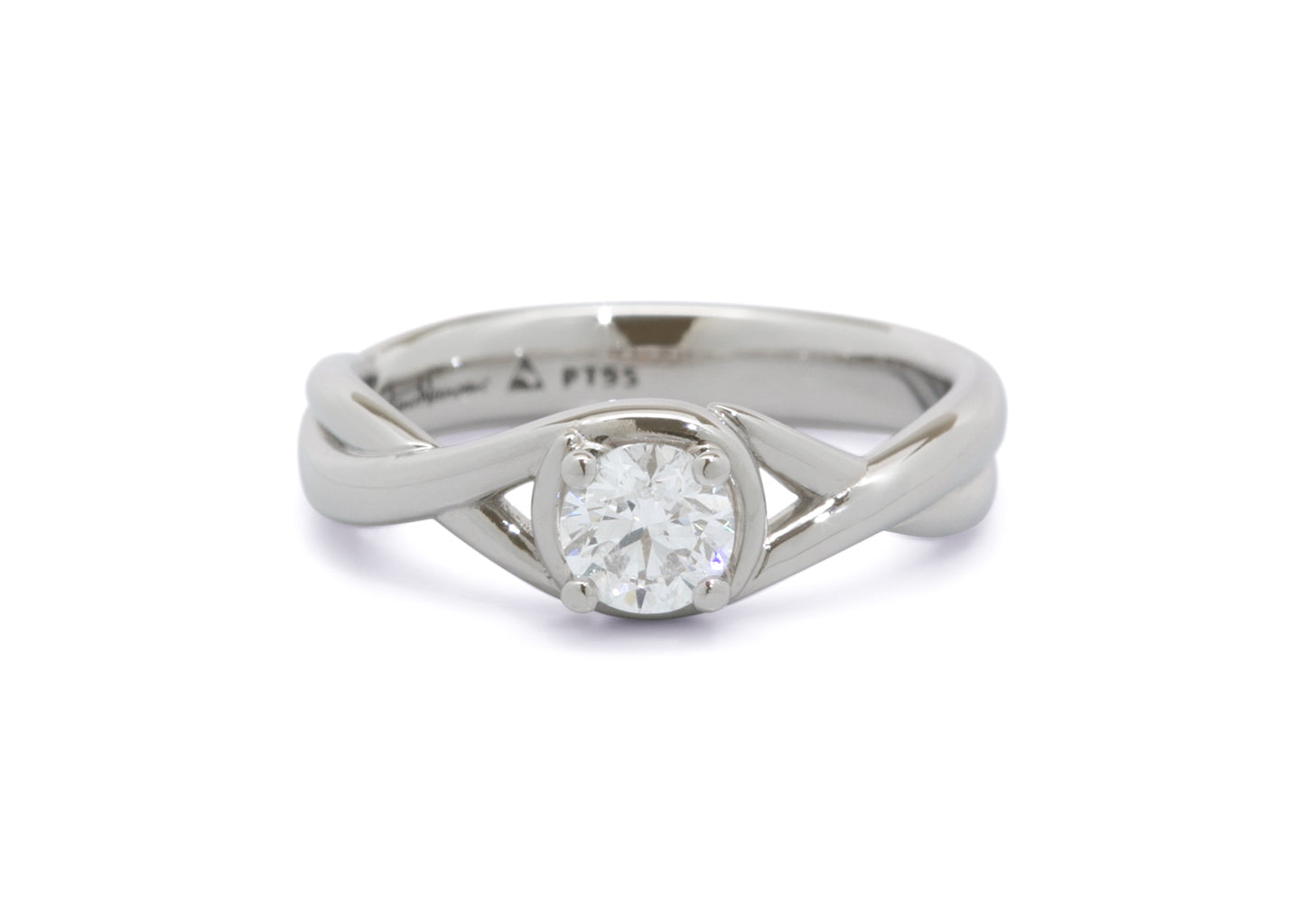 Solitaire Diamond Crossover Ring, White Gold & Platinum