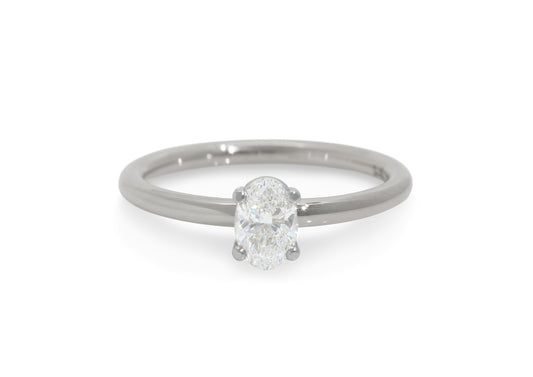 Ellipse Diamond Engagement Ring, White Gold & Platinum