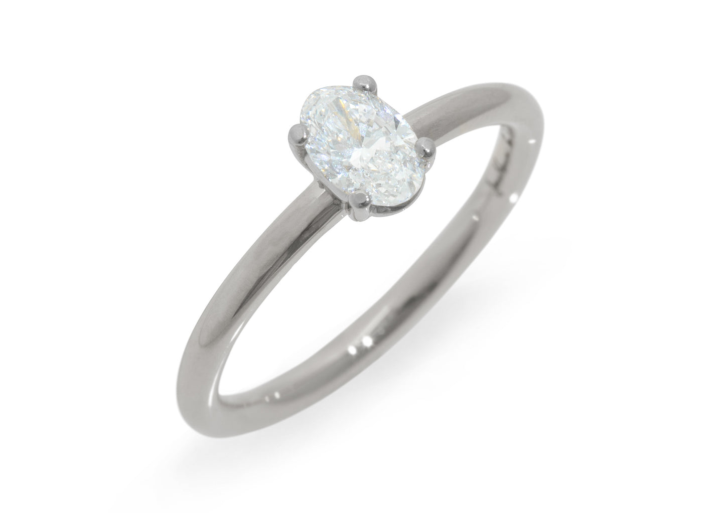 Ellipse Diamond Engagement Ring, White Gold & Platinum