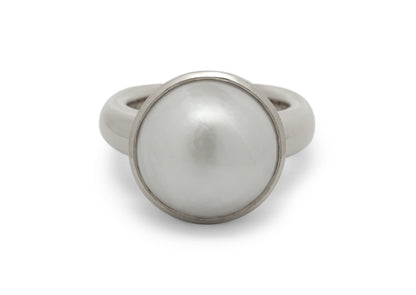 Iridescent Mabe Pearl Ring, Sterling Silver