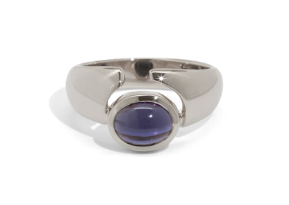 JW158 Cabochon Gemstone Ring, White Gold & Platinum