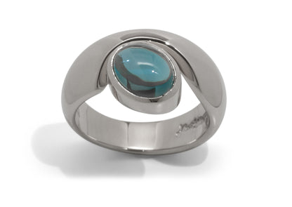 JW211 Cabochon Gemstone Ring, White Gold & Platinum