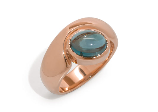 JW211 Cabochon Gemstone Ring, Red Gold