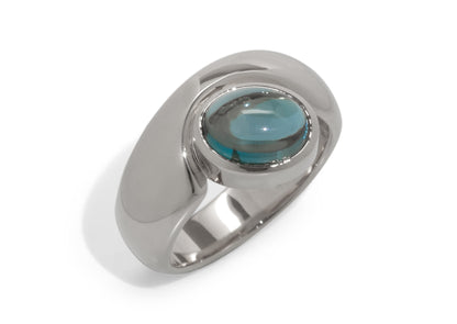 JW211 Cabochon Gemstone Ring, White Gold & Platinum