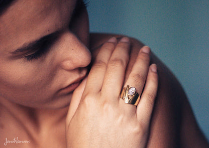 Signature Gemstone Ring, Yellow Gold