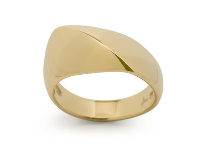 Diagonal Dome Ring, Yellow Gold