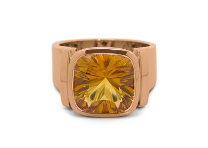 Cushion Optix Cut Gemstone Ring, Red Gold