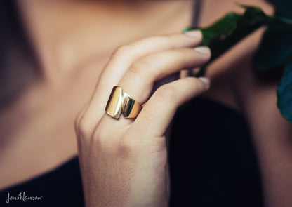 Signature Asymmetric Ring, Yellow Gold