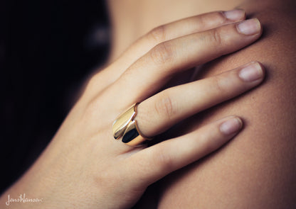 Signature Asymmetric Ring, Yellow Gold