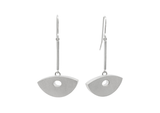 Long Hook Design Earrings, Sterling Silver