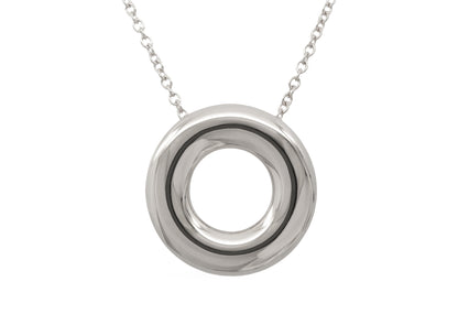 Circle Pendant with Hidden Bales, White Gold & Platinum