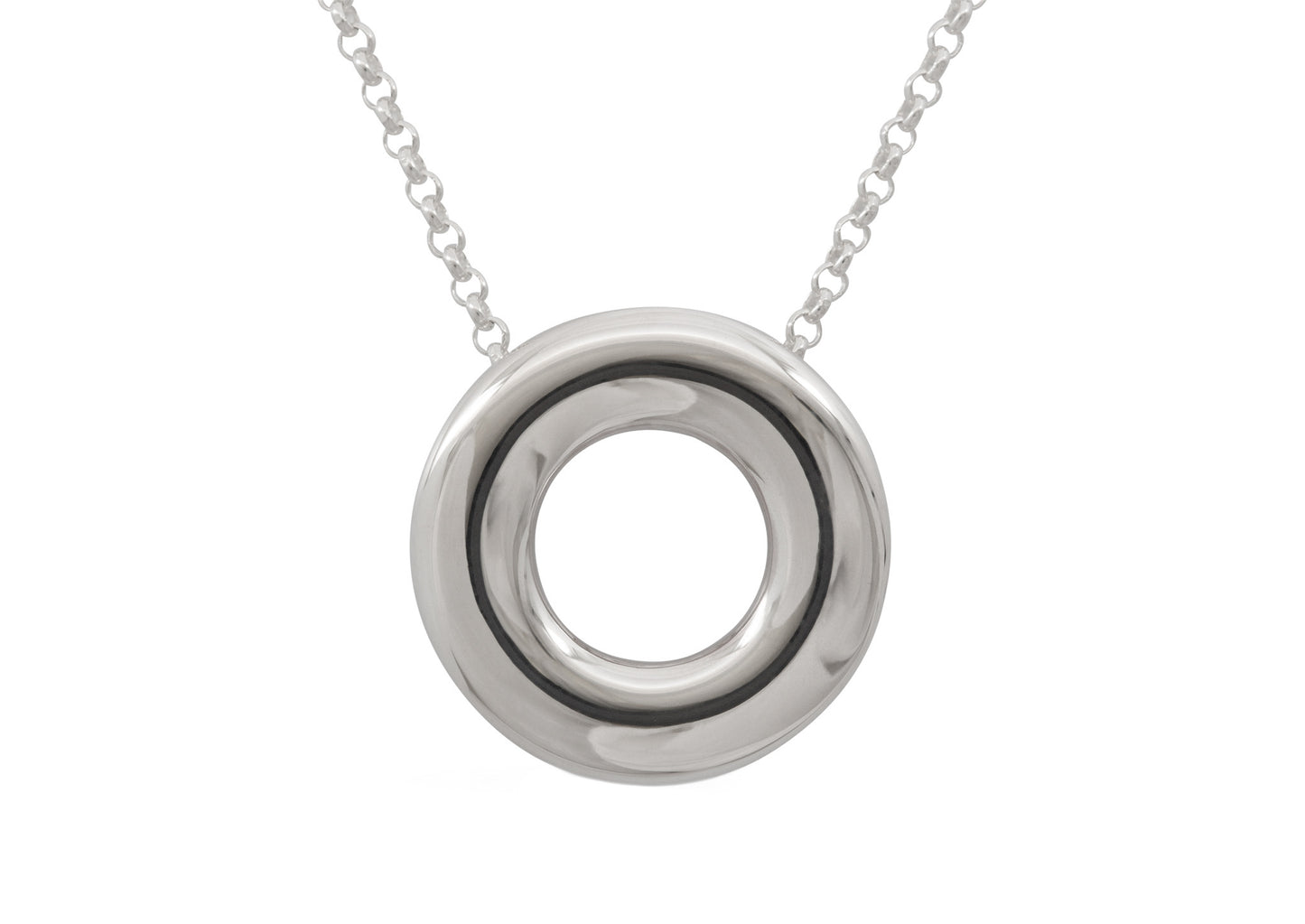 Circle Pendant with Hidden Bales, Sterling Silver