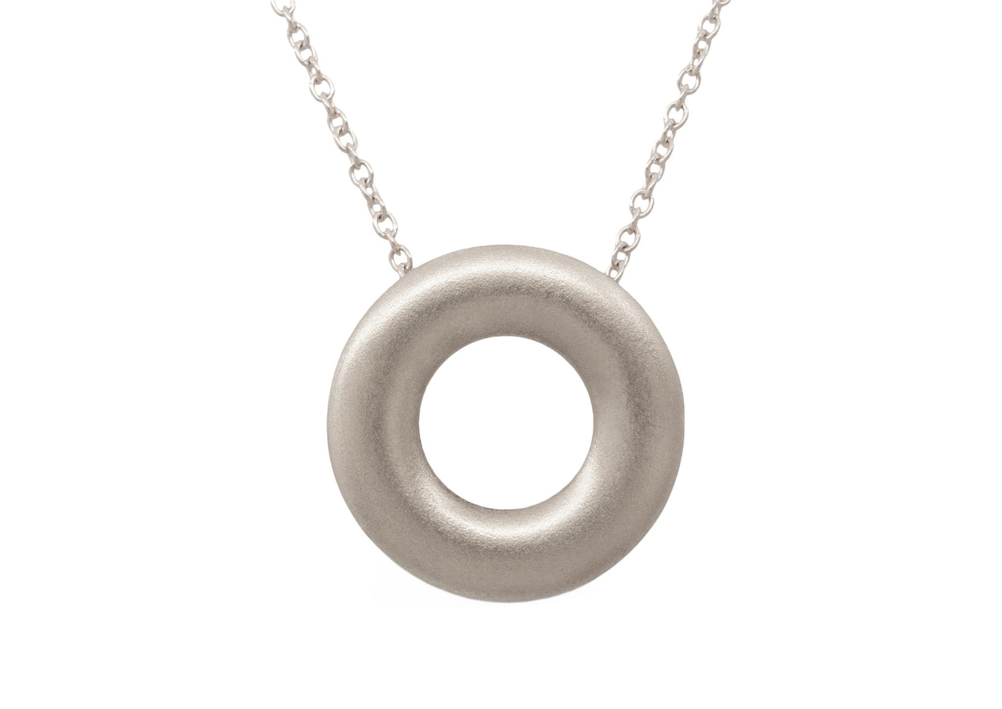 Circle Pendant with Hidden Bales, White Gold & Platinum