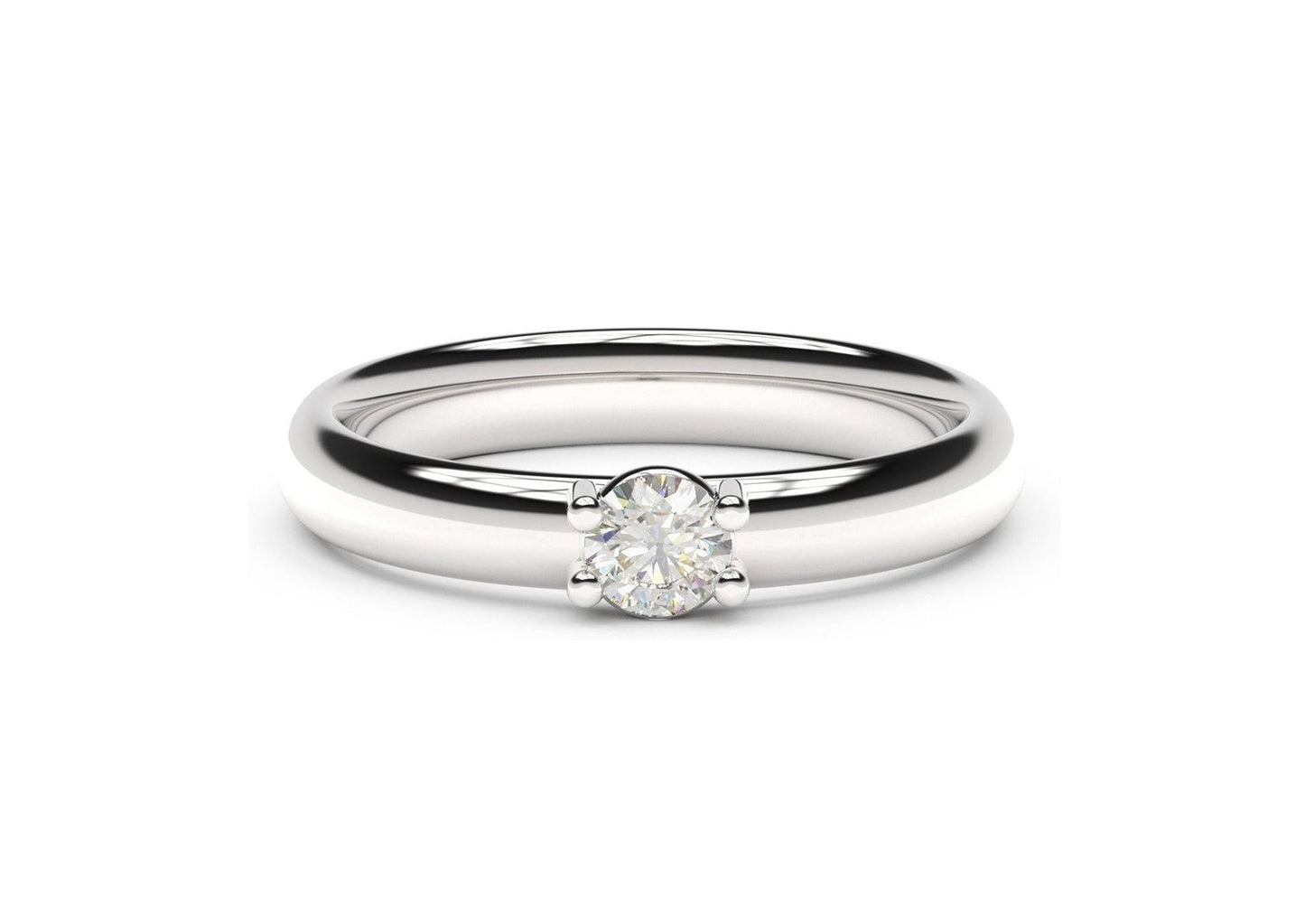 Contemporary Engagement Ring - Slim, White Gold & Platinum