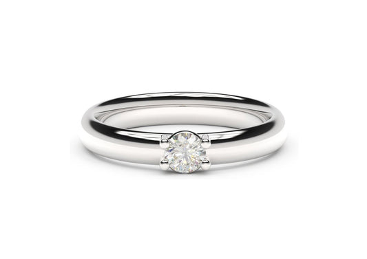 Contemporary Engagement Ring - Slim, White Gold & Platinum