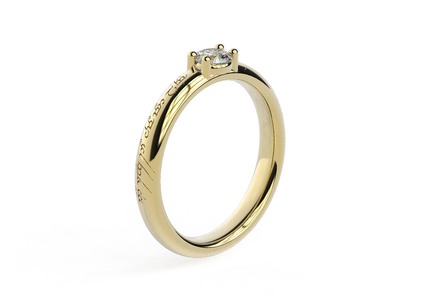 Contemporary Elvish Engagement Ring - Slim, Yellow Gold