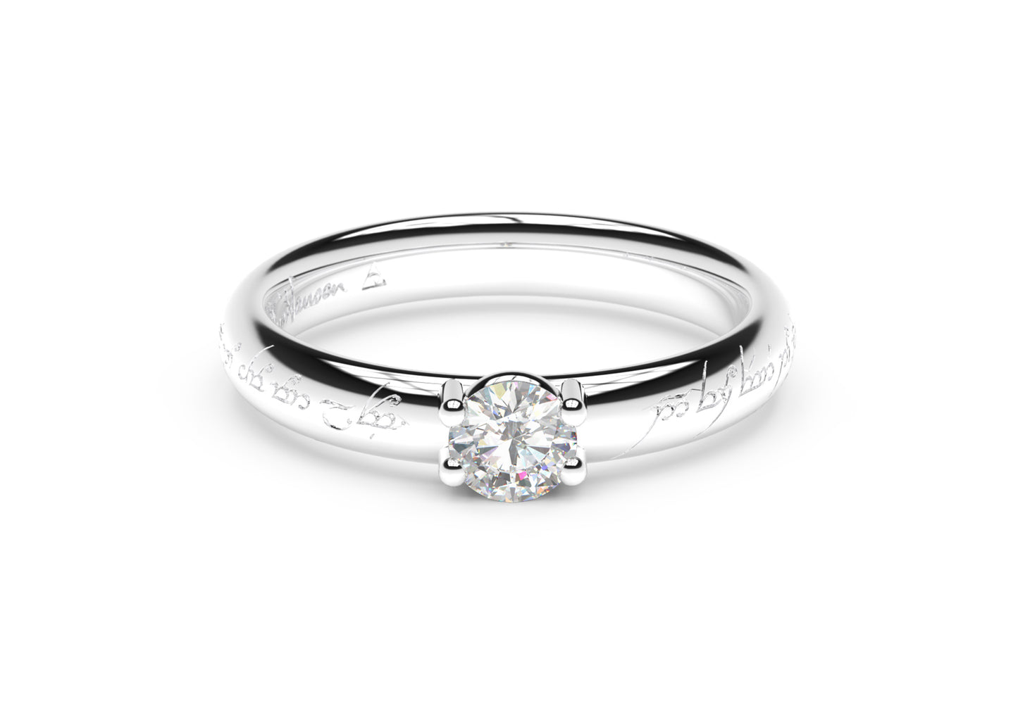 Contemporary Elvish Engagement Ring - Slim, White Gold & Platinum