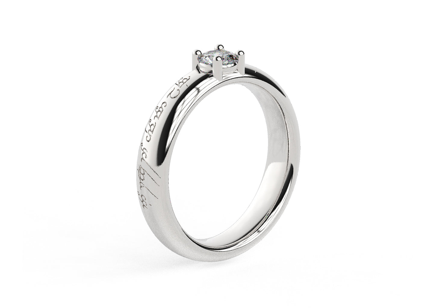 Contemporary Elvish Engagement Ring, White Gold & Platinum