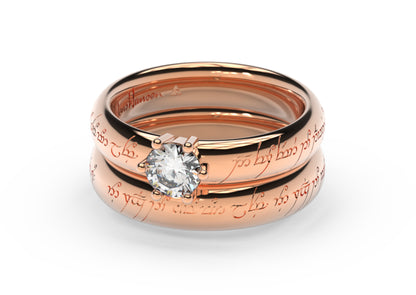 Classic Elvish Engagement Ring, Red Gold