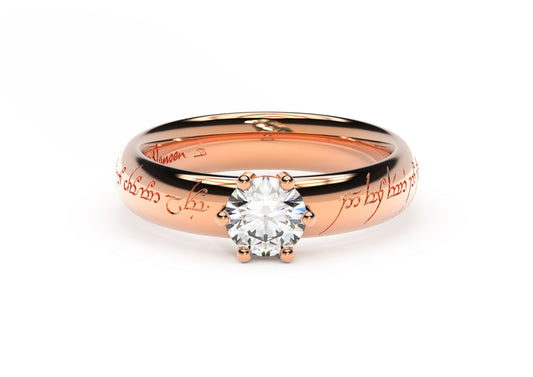 Classic Elvish Engagement Ring, Red Gold