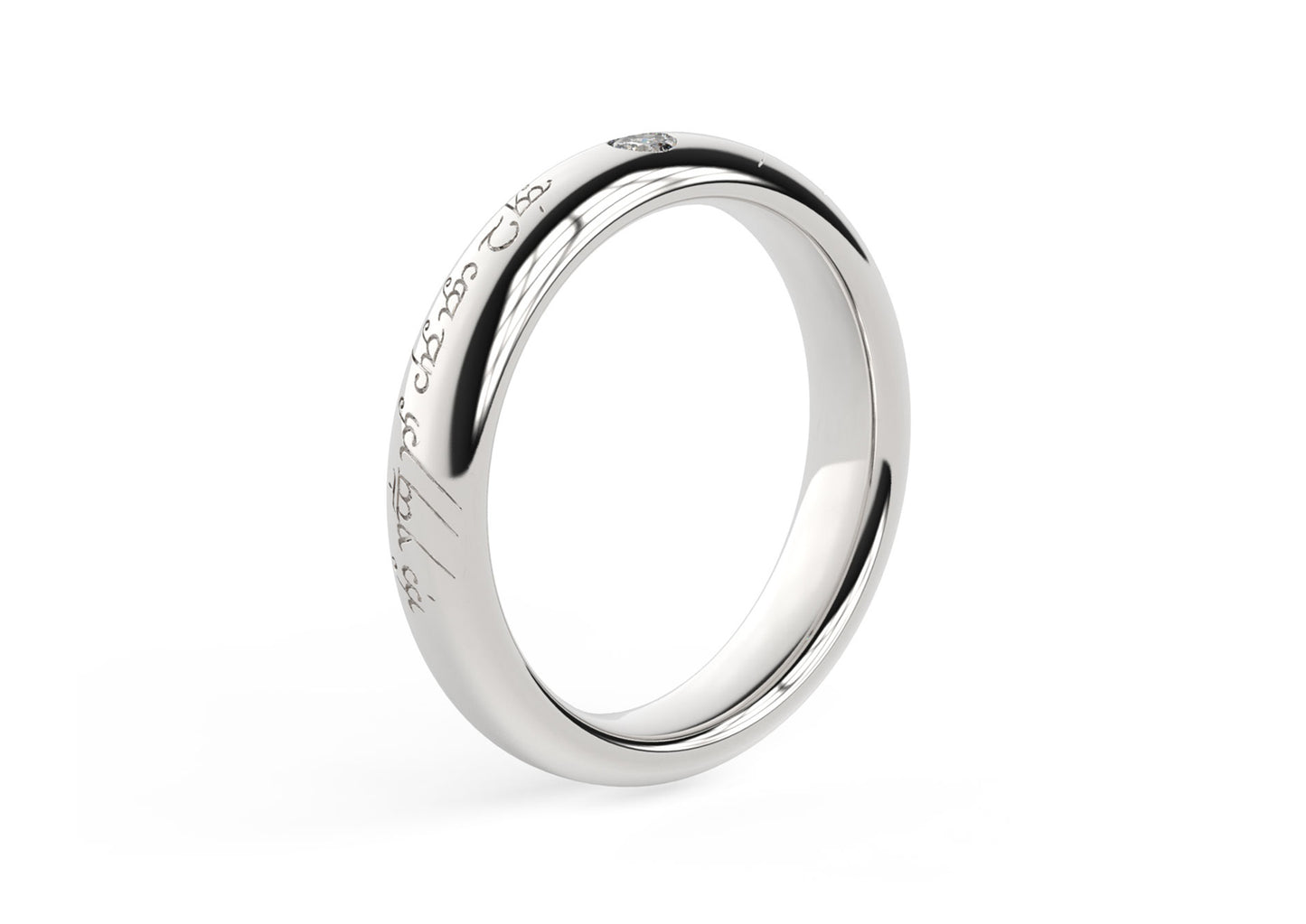 Sleek Elvish Engagement Ring, White Gold & Platinum