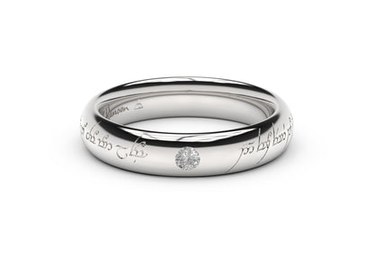 Sleek Elvish Engagement Ring, White Gold & Platinum