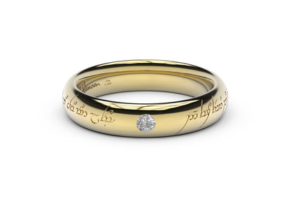 Sleek Elvish Engagement Ring, Yellow Gold