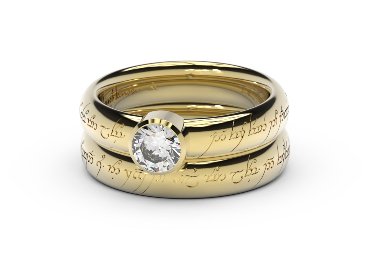 Modern Elvish Engagement Ring, Yellow Gold