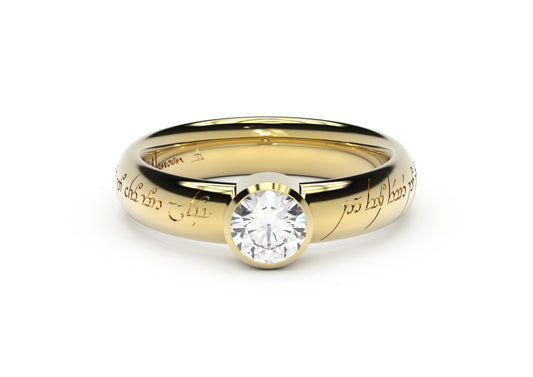 Modern Elvish Engagement Ring, Yellow Gold