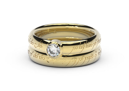 Modern Elvish Engagement Ring, Yellow Gold