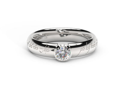 Modern Elvish Engagement Ring, White Gold & Platinum