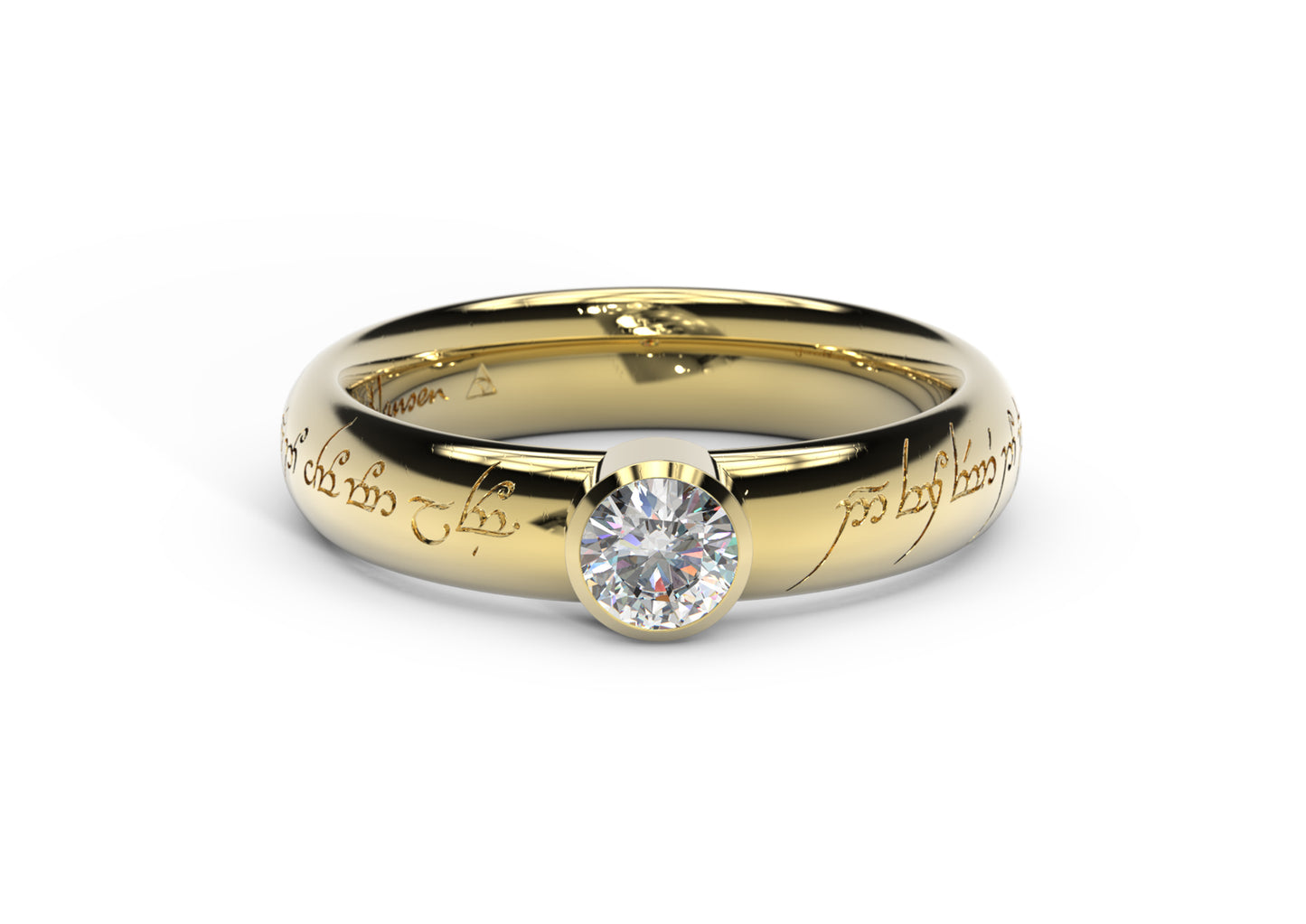 Modern Elvish Engagement Ring, Yellow Gold